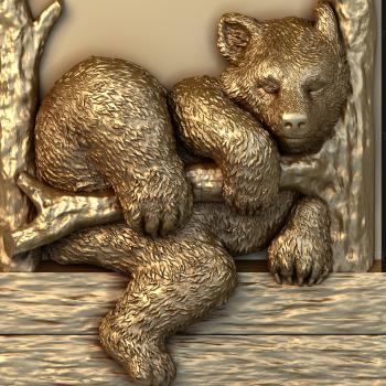 3D model Bear cub on a branch (STL)