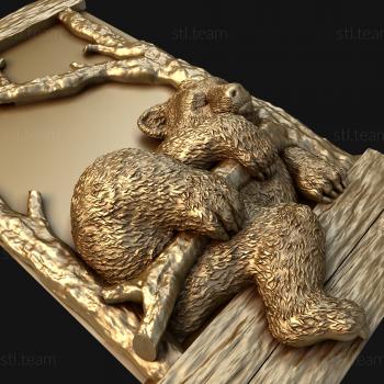 3D model Bear cub on a branch (STL)