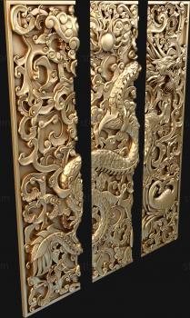 3D model Chinese dragon triptych (STL)