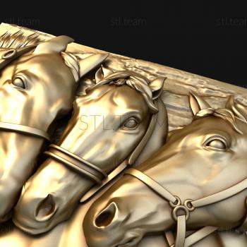 3D model Three horses (STL)