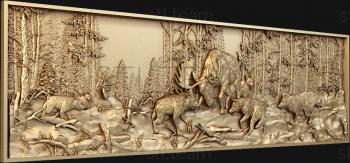 3D model Deer fights off wolves (STL)