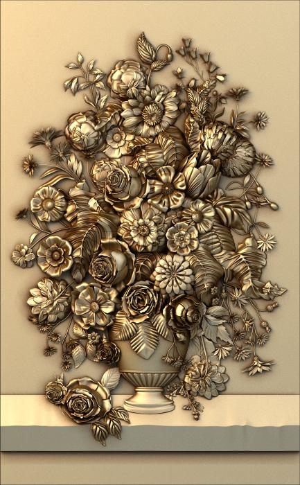 3D model Bouquet of flowers in a vase (STL)