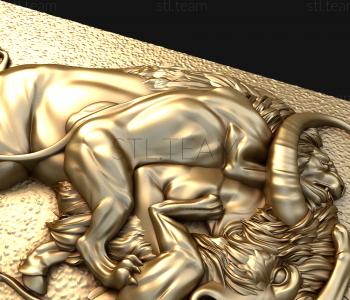 3D model Buffalo fights off tigers (STL)