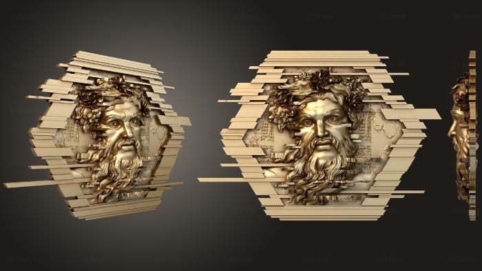 3D model Head in a frame with lines (STL)