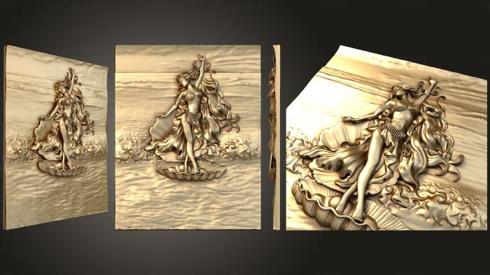 3D model Girl in a shell on the waves (STL)