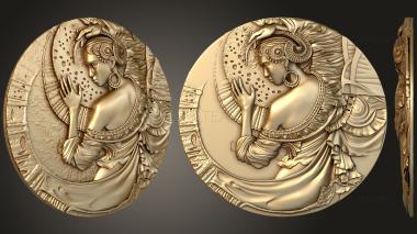 3D модель Панно медальен с девушкой (STL)