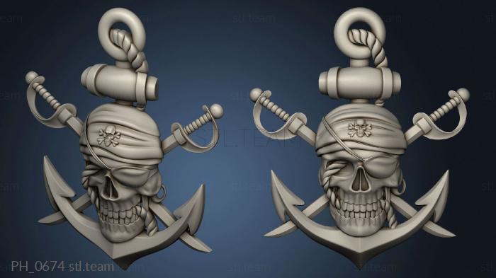 3D model Anchor with a skull (STL)