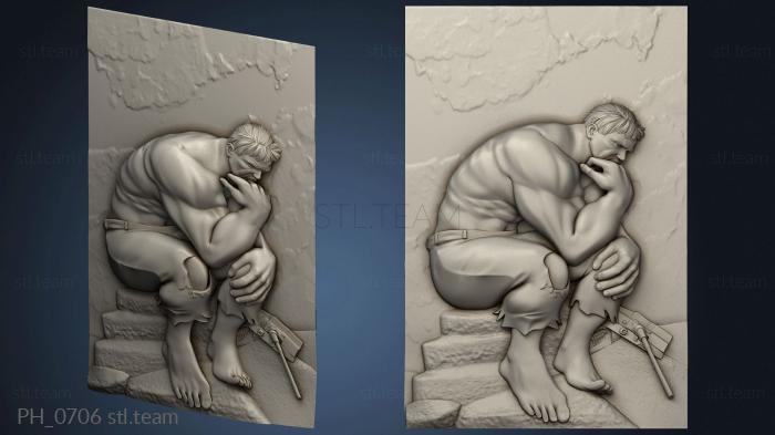 3D model Hulk sitting grieving (STL)