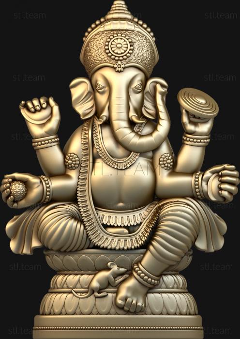 Панно религиозные Индуистский бог Ганеша, 3д модель для ЧПУ