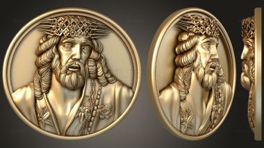 3D model Panel with Jesus Christ in a wreath (STL)