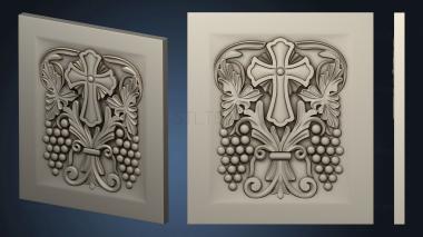 3D model Panel with grapes and a cross (STL)