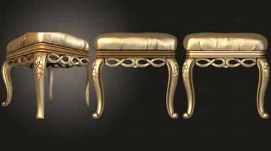 3D model Ottoman with carved sides and cabriole legs (STL)