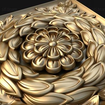 3D model Flower with leaves in a square (STL)