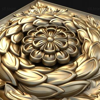 3D model Flower with leaves in a square (STL)