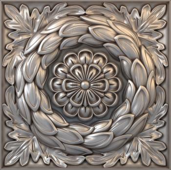 3D model Flower with leaves in a square (STL)