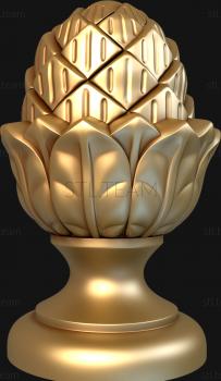 3D model 3d stl model of a cone / pommel for a post, file for CNC (STL)