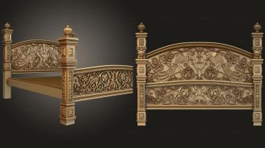 3D model Carved bed with peacocks (STL)