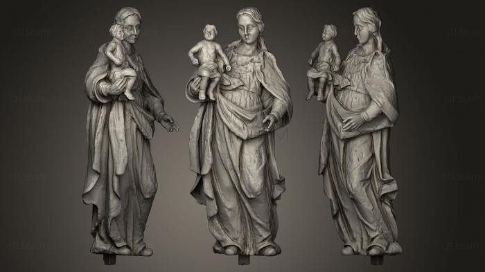 3D модель Барочная скульптура Мадонны с младенцем (STL)