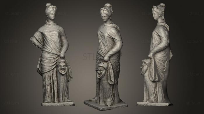 3D model Woman holding a comedy mask (STL)