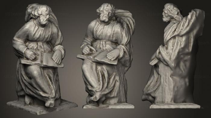 3D модель Деревянная статуя монаха, читающего (STL)