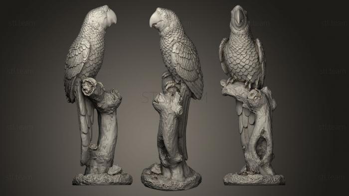 3D model Parrot Ara red on a perch (STL)