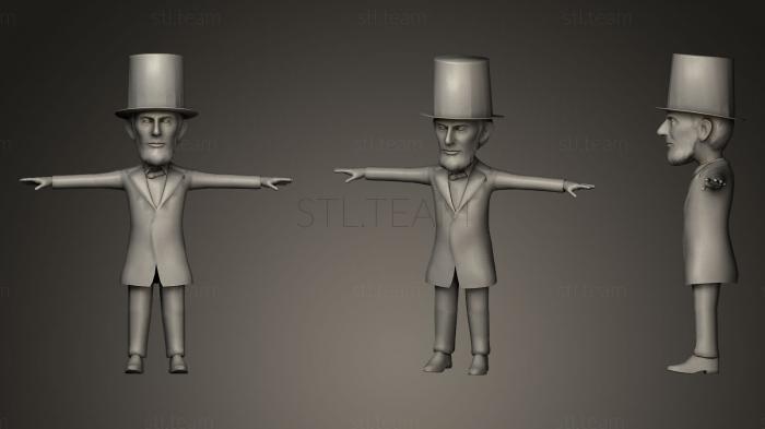 Abraham Lincoln caricature low poly 3d asset