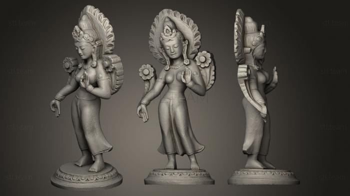 Статуя индуистской богини, стоящая деревянная