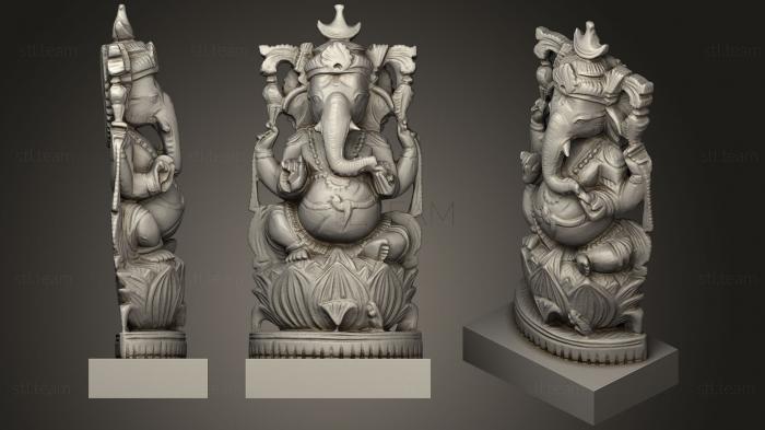 Скульптуры индийские Ганеша на лотосе с короной в виде полумесяца