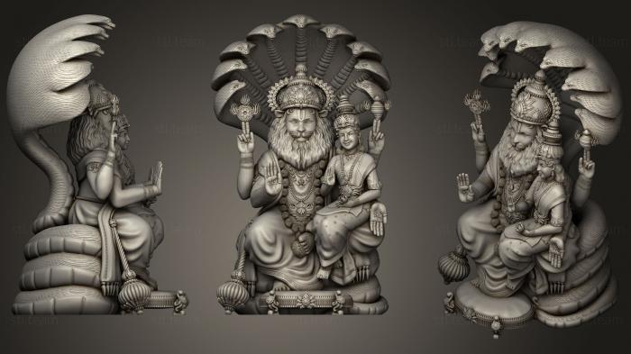 Скульптуры индийские Нарасимха Свирепый индуистский бог, Который наполовину человек, наполовину Лев