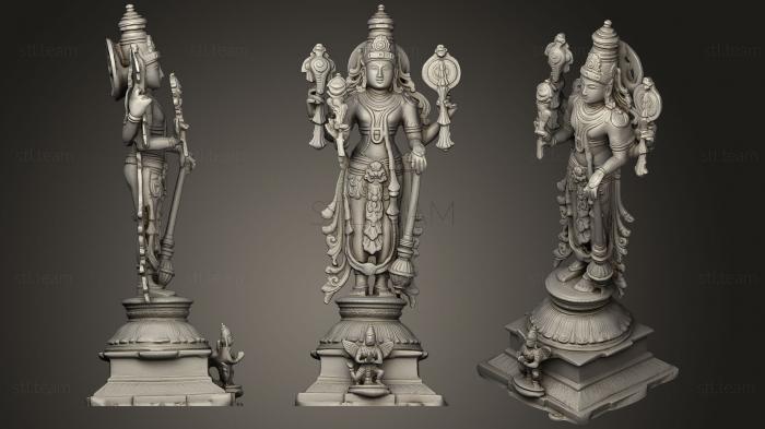 3D model Vishnu The Preserver With Garuda (Eagle)  Chola Bronze Style (STL)