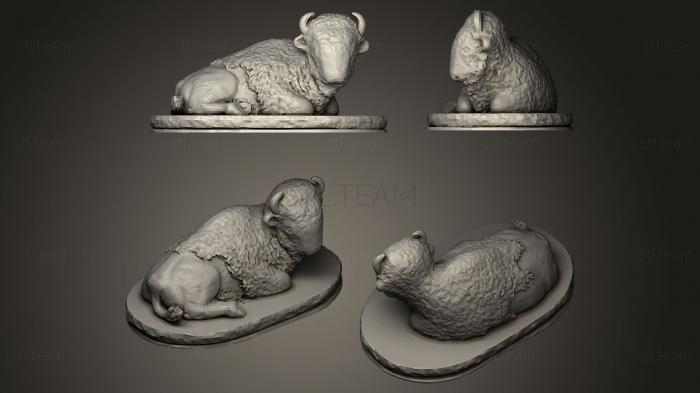 3D model bull with round plinth (STL)