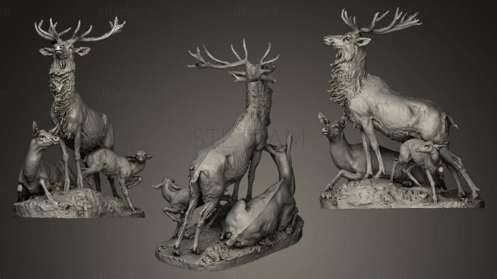3D model Herd of deer costing the closer (STL)