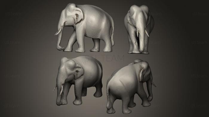 3D model wood carved elephant (STL)