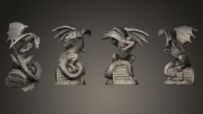 3D модель Дракон на его сундуке с сокровищами (STL)