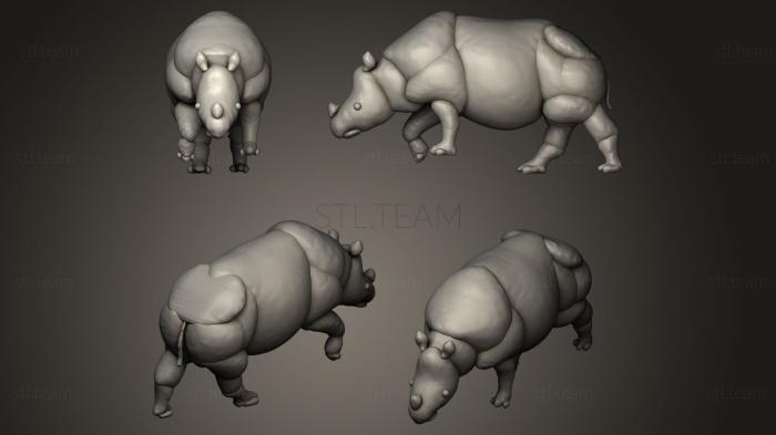 Статуэтки животных Indian Rhino Smoothie 3D