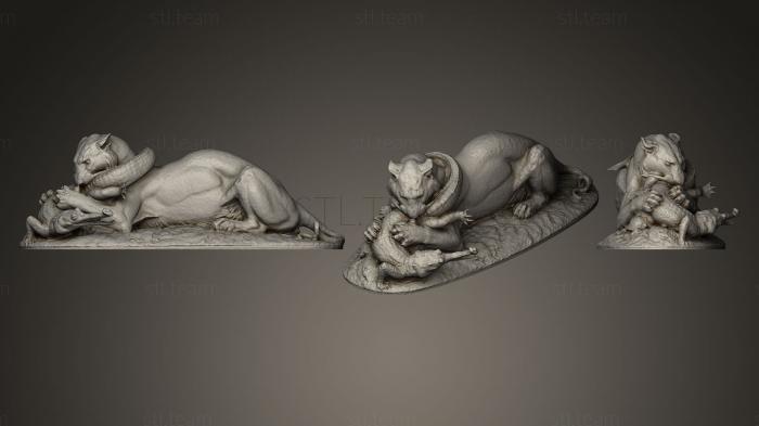 3D model Tiger devouring a gavial (STL)