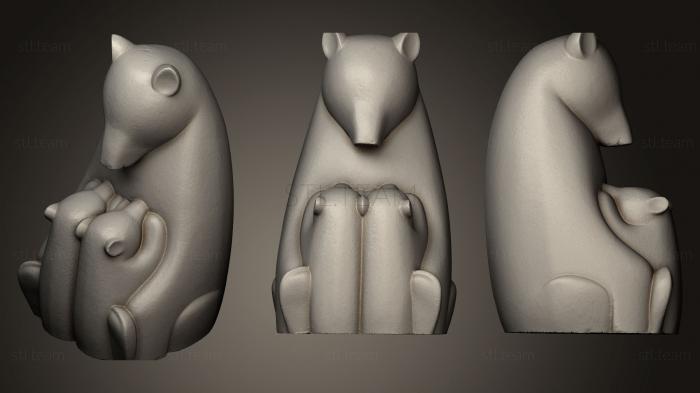 3D model Mother Bear and Cubs (STL)