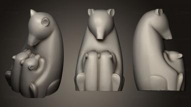 3D model Mother Bear and Cubs (STL)