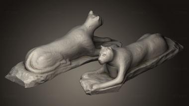 3D model Mountain Lion Carved Wooden Sculpture (STL)