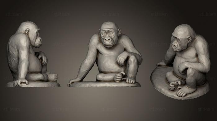 3D model Young gorilla sitting (STL)