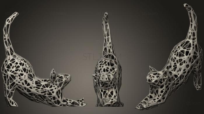 3D model Cat Stretch Voronoi Style (STL)