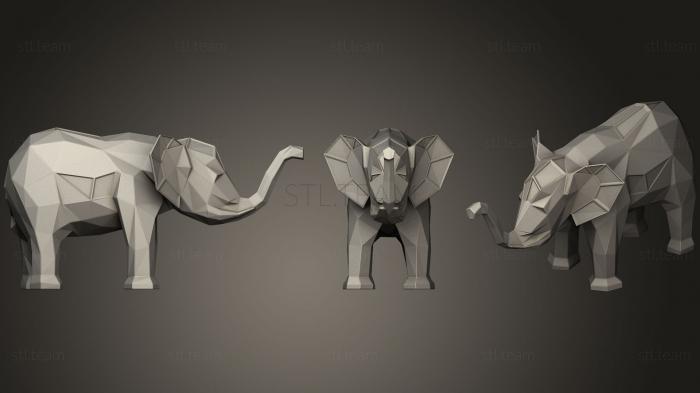 Статуэтки животных Семейство слонов Параметрическое 3