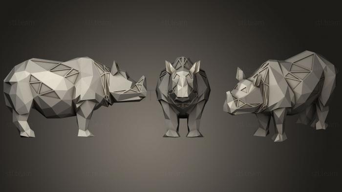 Статуэтки животных Polygonal Asian Rhino Parametric