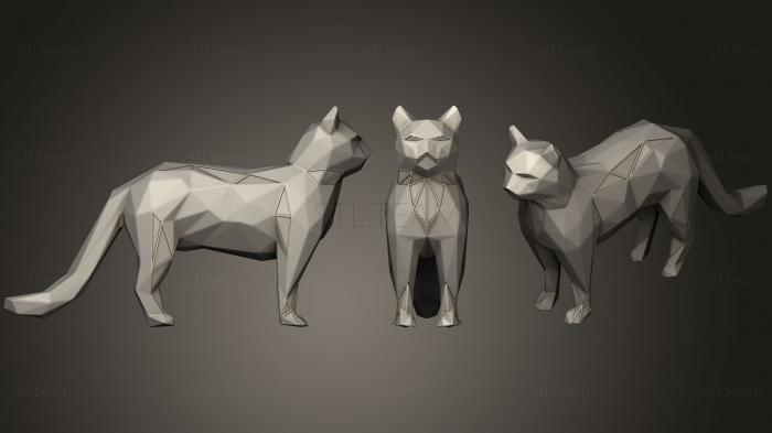 Статуэтки животных Полигональный Кот для печати