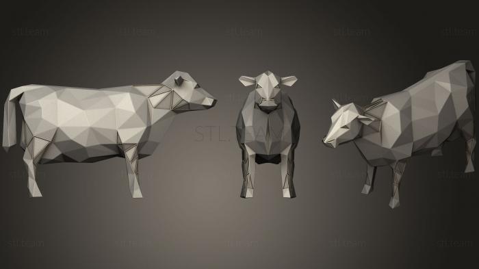 Статуэтки животных Полигональная Параметрическая корова