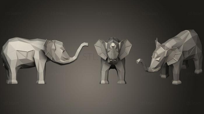 Статуэтки животных Polygonal Elephant Female Parametric