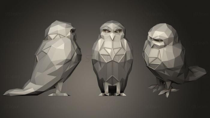 Статуэтки животных Polygonal Owl Parametric
