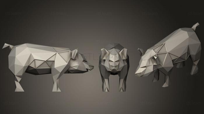 Статуэтки животных Полигональная Свинья Параметрическая