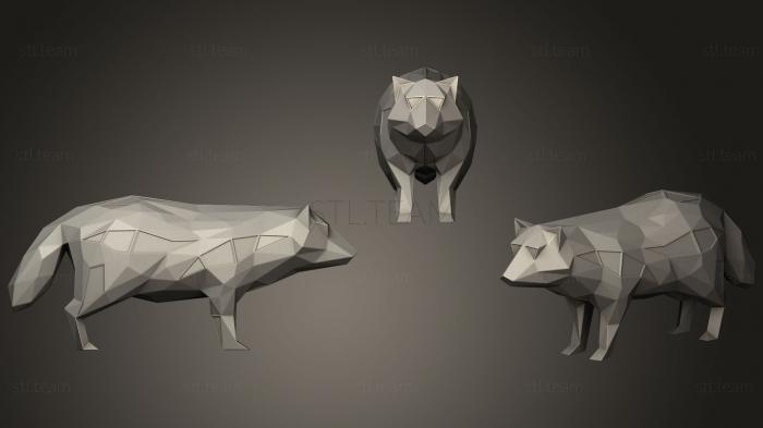 Статуэтки животных Полигональная Параметрическая енотовая собака