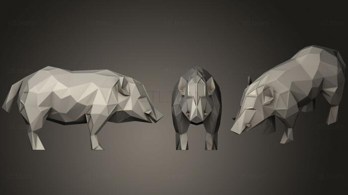 3D model Polygonal Wild Boar Parametric (STL)